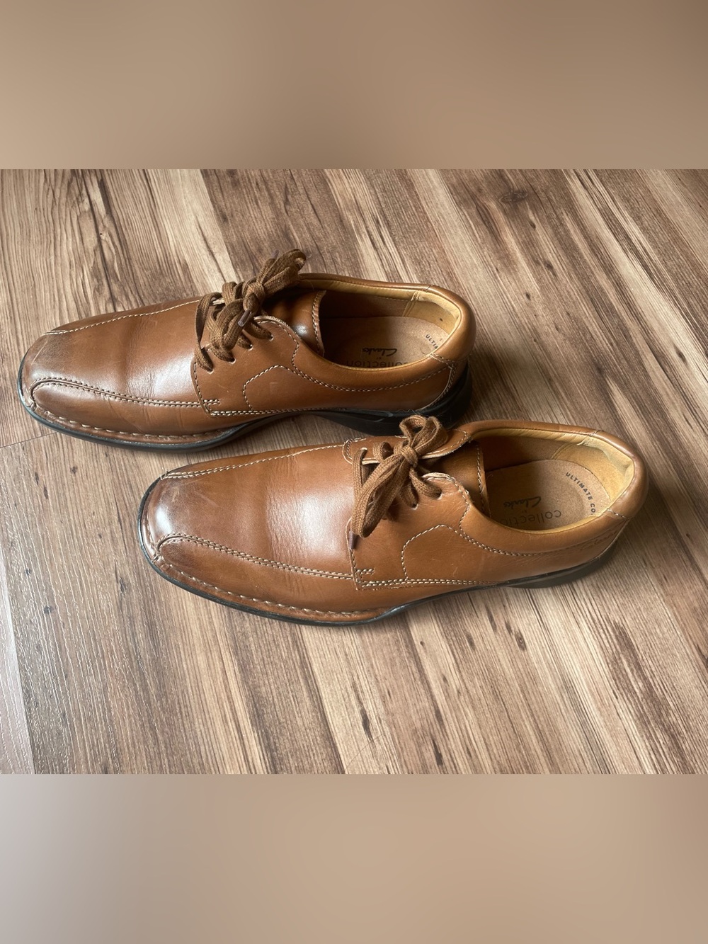 Clarks Kempton Run Leather Lace-Up Oxfords – Tan – Men’s 7.5 Wide